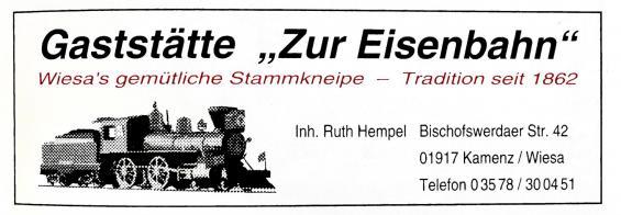 Anzeige in der Festschrift zu 750 Jahre Wiesa im September 1998