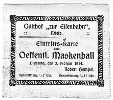 Eintrittskarte Maskenball 3.2.1914